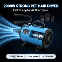 2000W Pet Hair Dryer Blower, Adjustable Speed ,with 4 Nozzles
