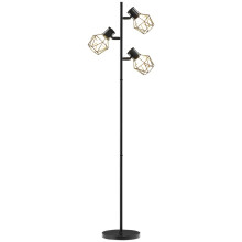 3-flammige Stehleuchte mit flexiblem Baumdesign, Stehleuchte aus Metall, Schwarz