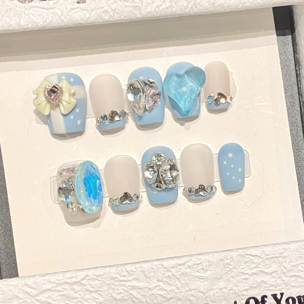 Dachuang Beauty (Xs) Rhinestone Fake Nails - Odorless & Comfortable