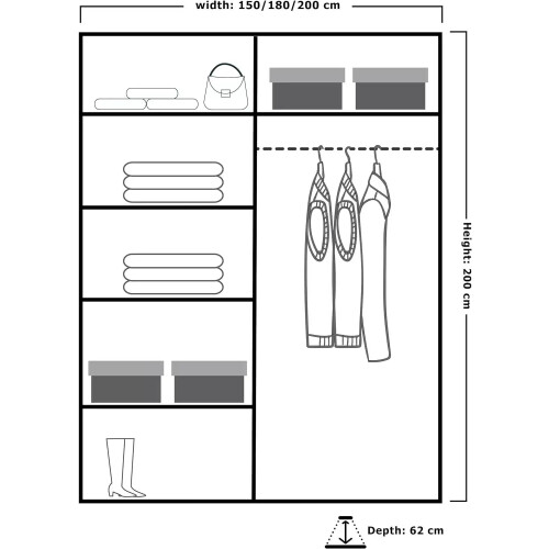 MN Furniture High Gloss Sliding Mirrored Wardrobes White  150cm 2
