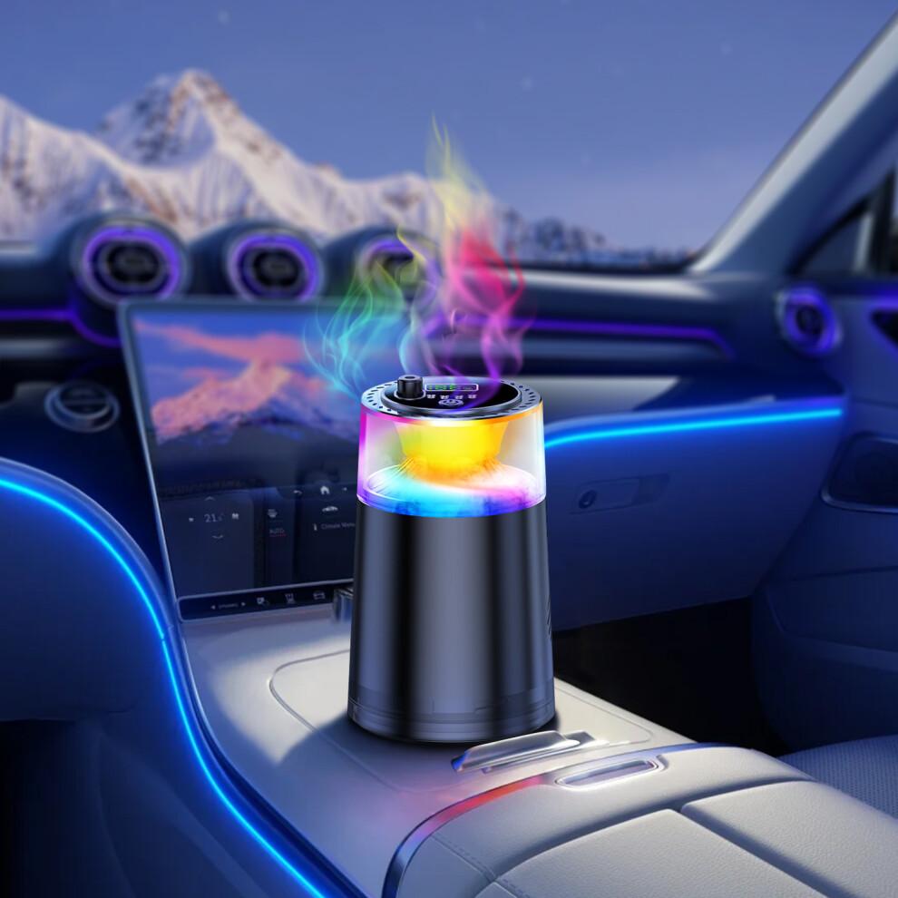 Waterfall Car Diffuser Air Freshener, Electric Aroma Diffuser With Rechargeable Battery, Ultrasonic Mist Atomiser 4 Modes For Vehicle Home Office 785396751148