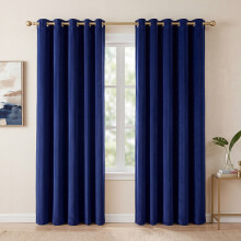 Marlow Thick Thermal Blackout Curtains Velvet 66x90 Inch Eyelet Ring Top Blue
