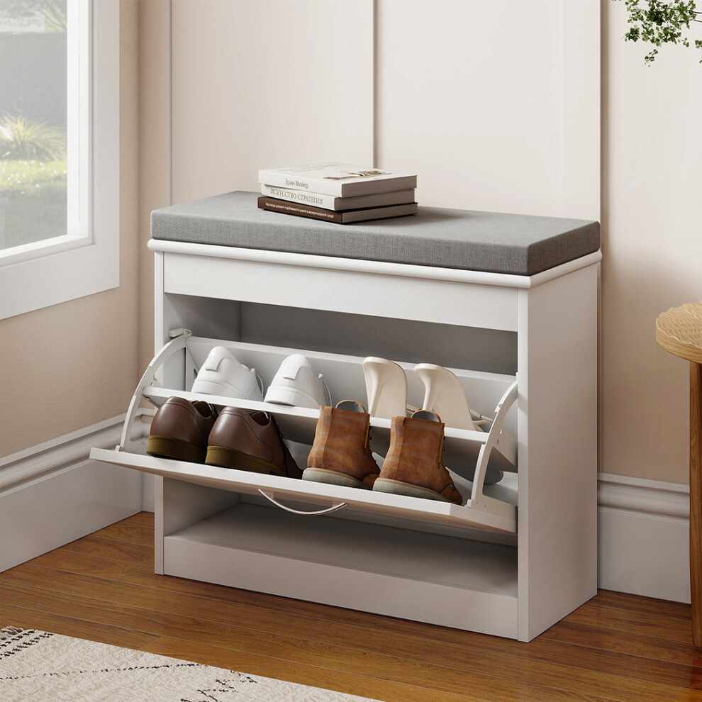 Levede Slim Shoe Cabinet Bench White Shoe Storage Unit Hallway Rack Organiser