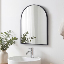 Yezi 30x40cm Arched Wall Mirror Black Metal Frame Bathroom Bedroom Vanity Mirror