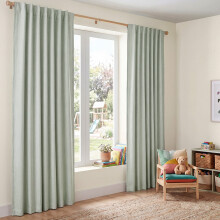 Marlow 100% Blackout Curtains Thermal Linen Look Pair Ready Made 52x84 in Green