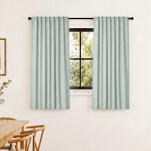 Marlow 100% Blackout Curtains Thermal Linen Look Pair Ready Made 46x54 in Green