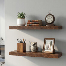 Levede Floating Shelf Wall Mounted Storage Modern Easy Assembly 2 PCS Brown