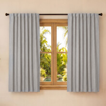Marlow 100% Blackout Curtains Thermal Linen Look Pair Ready Made 46x54 in Grey