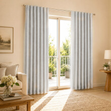 Marlow 100% Blackout Curtains Thermal Linen Look Ready Made 46x72 in Off-White