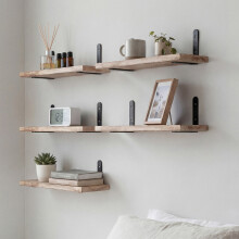 Levede Floating Shelves Wood Wall Mounted Shelf Rustic Set of 5 Light Brown