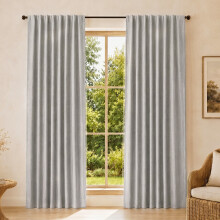Marlow 100% Blackout Curtains Thermal Linen Look Pair Ready Made 46x72 in Grey