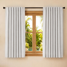 Marlow 100% Blackout Curtains Thermal Linen Look Ready Made 46x54 in Off-White