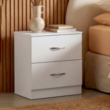 Levede Bedside Table With 2 Drawer Metal Handles Runners White Bedroom Cabinet