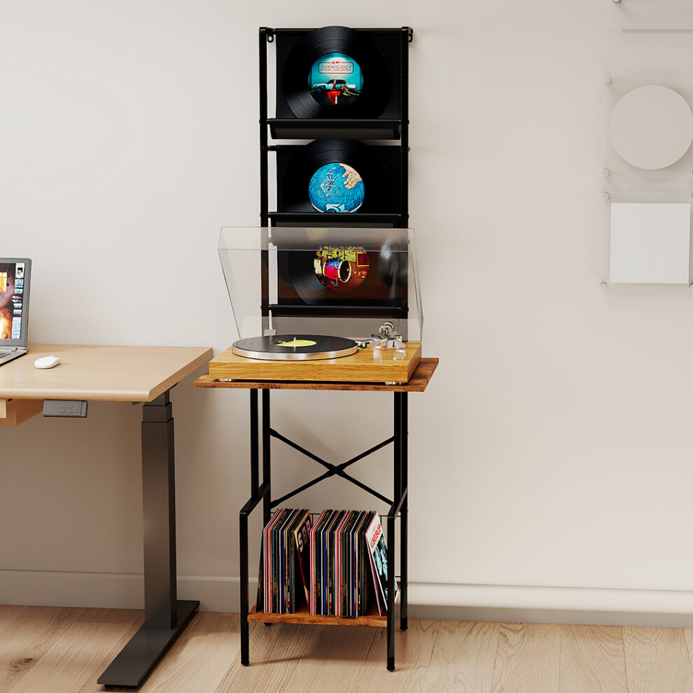 Levede Record Stand Player Display Storage Shelf Cabinet 2 Shelves 3 Racks 9356877223730