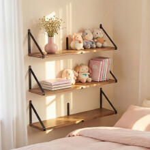 Levede Floating Shelves Wall Mounted Storage Home Set of 3 Natural Color