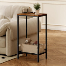 Levede Industrial Side Table Wood 2-Tier Storage