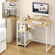 (White) Levede Ergonomic Computer Desk w/ Storage Shelves