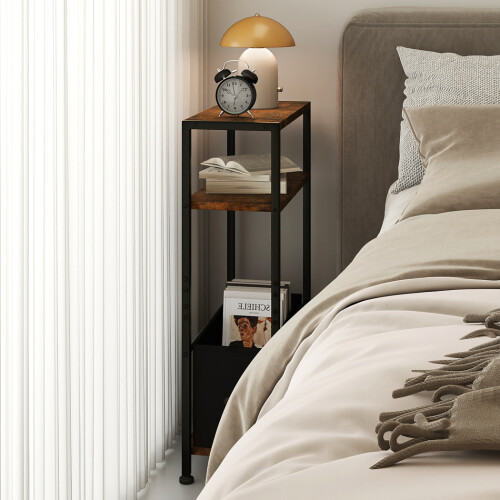 Levede Side End Table Industrial 3 Tier Wooden