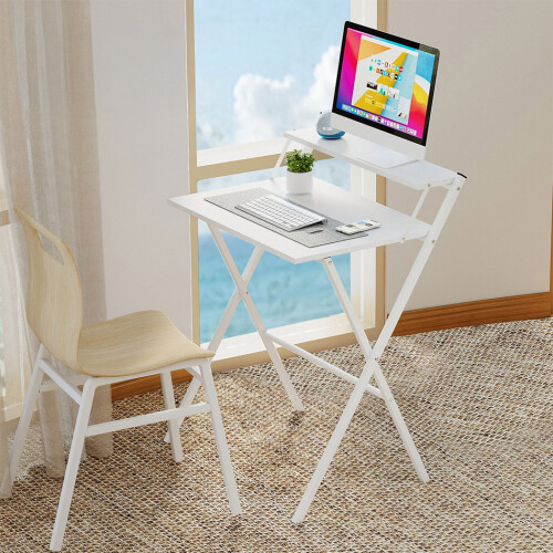 Levede Foldable Computer Desk Monitor Shelf White