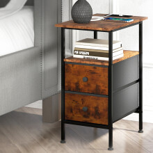 Levede Bedside Table Side Cabinet Storage Nightstand Charging Station 2 Drawers