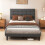 Levede Double Linen Tufted Bed Frame Grey 1