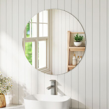 Levede 40cm Round Frameless Tempered Wall Mirror