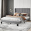 Levede King Plush Panel Upholstered Bed Grey 1