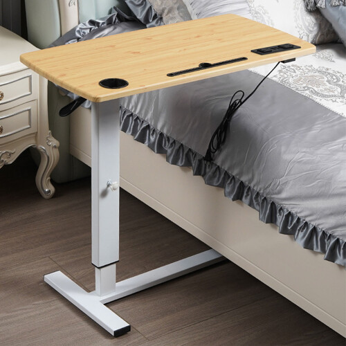Levede Electric Height Adj. Over Bed Desk Oak