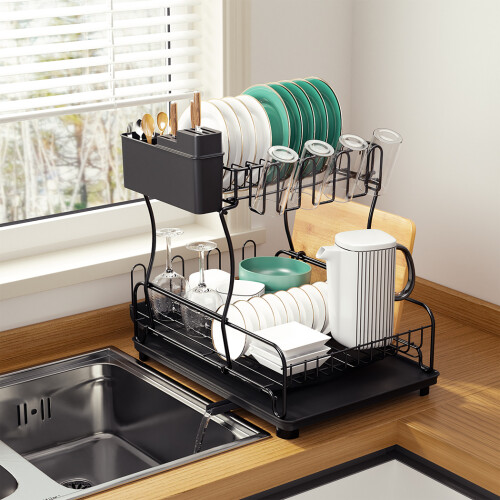 Toque Expandable Dish Drainer Rack 2 Tier Cutlery