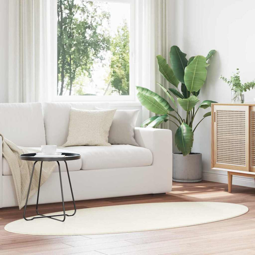 Vidaxl Area Rugs Oval Huarte Cream 120 X 170 Cm 100% Polyester