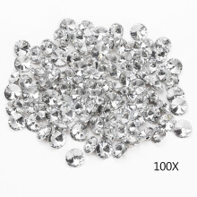 100pcs 25MM Clear Faceted Glass Crystal Diamante Rhinestone Silver Buttons