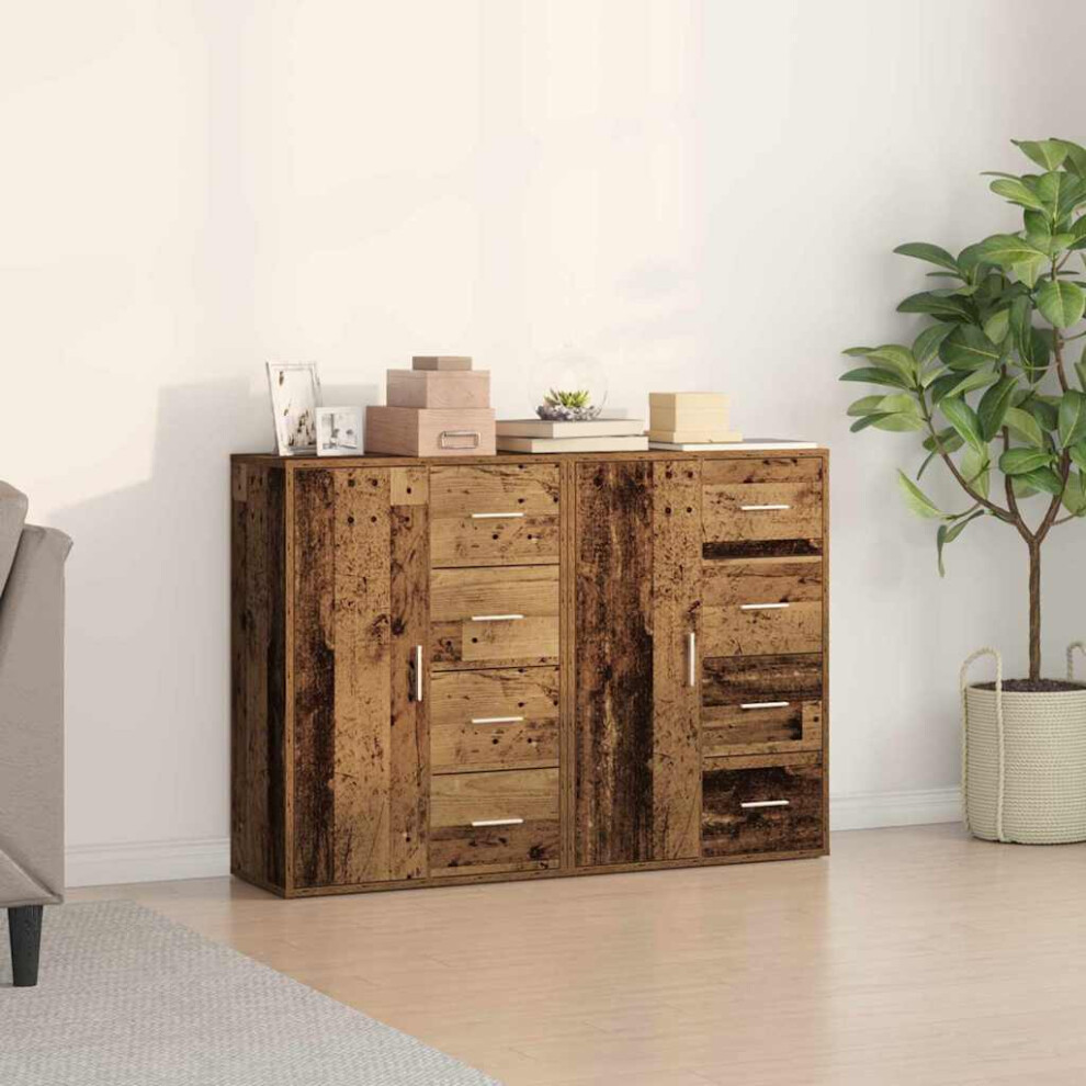 Vidaxl Sideboard 2 Pcs Old Wood 60 X 31 X 84 Cm Engineered Wood