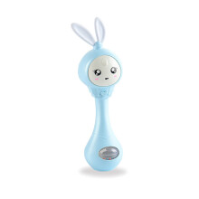 (Blue)Baby Grinding Teeth And Musical Rattle With Light And Rabbit Appearance For Play