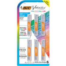 BIC Velocity Colored Lead Mechanical Pencil Refills, Medium Point (0.7mm), Assorted Colors, 36-Count Pack