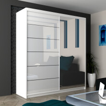 Munich High Gloss Sliding Mirrored Wardrobes White 200cm