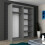 MN Furniture Munich High Gloss Sliding Mirrored Wardrobes Grey 150cm 2