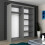 MN Furniture Munich High Gloss Sliding Mirrored Wardrobes Grey 180cm 2