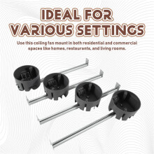 4 Pezzi Supporto per Ventilatore Soffitto,Scatola Elettrica Regolabile 14-24,5 Pollici con Barre Supporto,per Installazioni Ventilatori Soffitto e