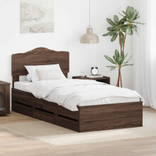 vidaXL Bed Frame with Drawer Brown Oak 90 x 200 cm Engineer Wood