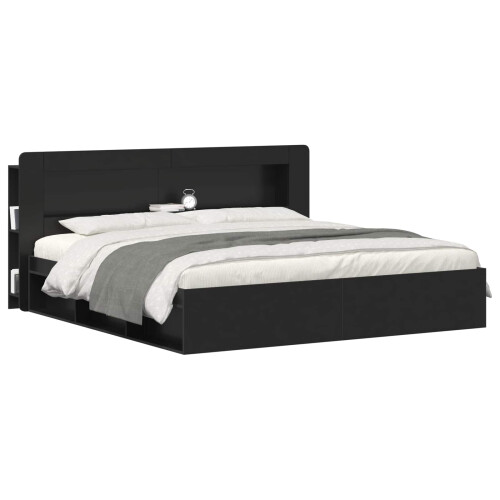 VidaXL vidaXL Headboard Cabinet with Storage Black Engineered Wood 2