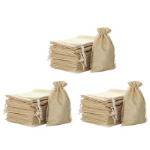 75 Pcs 5.9 Inch X 8 Inch Natural Linen Burlap Bags with Jute Drawstring for Gift Bags Wedding Party Favors Jewelry Pouch