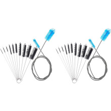 2X Aquarium Filter Brush Set, Flexible Double Ended Bristles Hose Pipe Cleaner with Stainless Steel Long Cleaning Brush