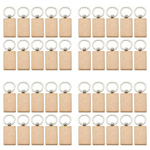 40Pcs Blank Wooden Key Chain Wood Keychain Key Ring Key Tags Personalized or Best Gift
