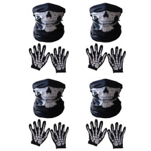 Halloween Mask Scary Skull Chin Mask Skeleton Gloves for Performances, Parties, Dress , Festivals (12 Pieces)