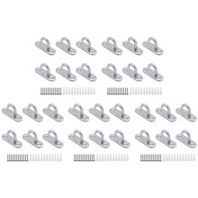 30 Pack Stainless Steel Ceiling Hooks M5 Oval Open Hooks Pad Eye Plate Anchor Screw Wall Mount Hook for Plant Basket