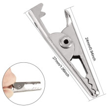 600PCS 1.06IN / 27mm Metal Alligator Clips, Crocodile Clamps Silver Tone Nickel Plated Test Spring Clamps.