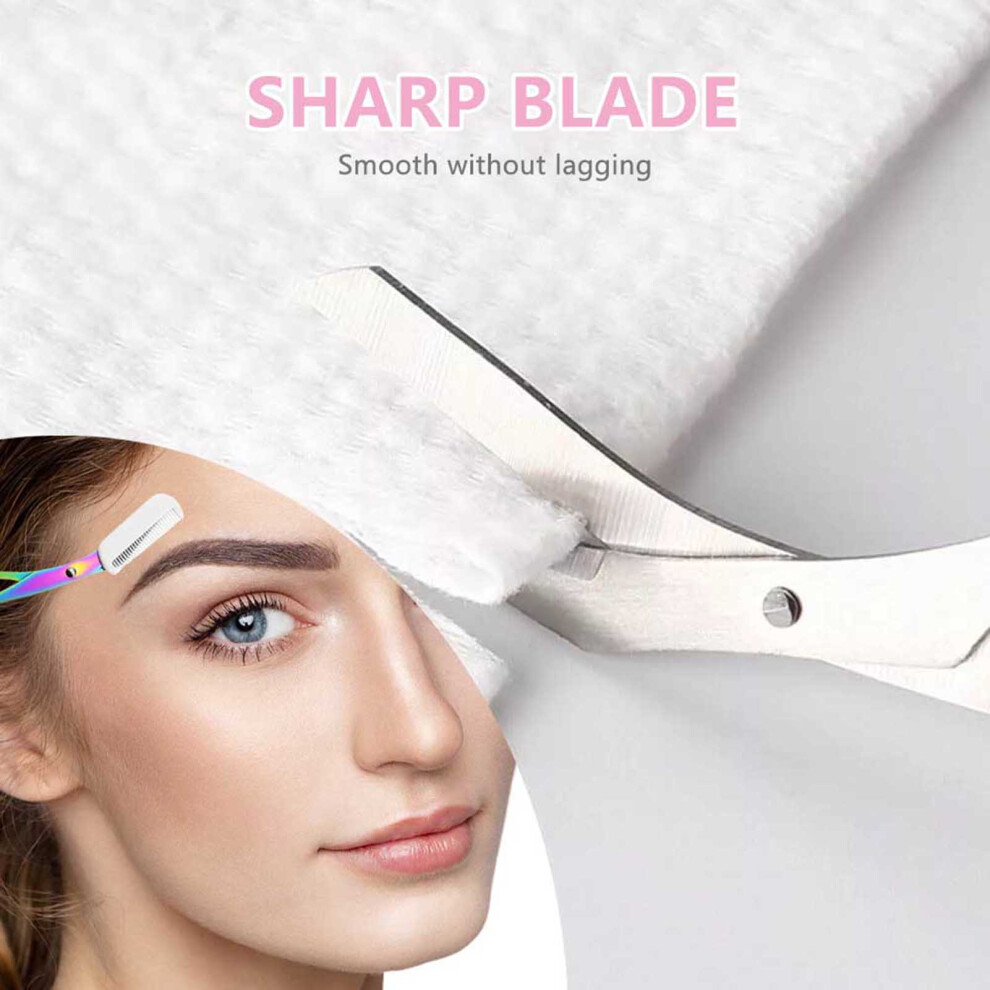 Dcph-Clothing (White, Color Titanium) Eyebrow Trimmer Scissor With Comb For Pros & Beginners