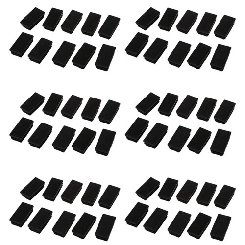 Plastic Rectangle Tube Inserts End Blanking Cap 25X50mm 60 Pcs Black