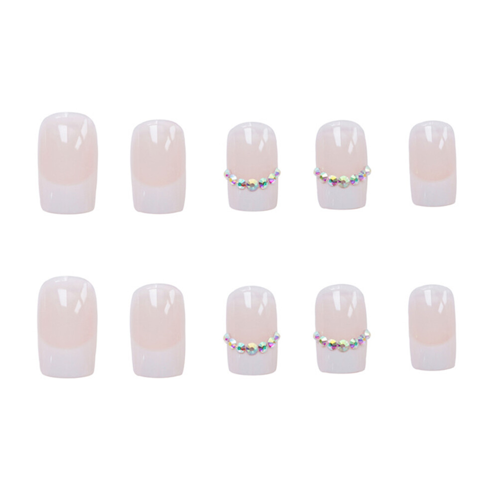 Roc-Electron 24Pcs Rhinestone False Nail Patches, Glue-On & Removable