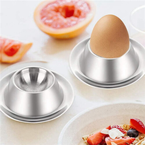 Egg Cup Holder Set of 4 Pack,Stainless Steel Egg Cups Plates Tableware Holder for Hard Soft Boiled Egg,Kitchen Display 2